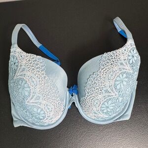 Victoria's Secret‎ Body by Victoria Lined Perfect Coverage Blue Lace Bra 32DDD